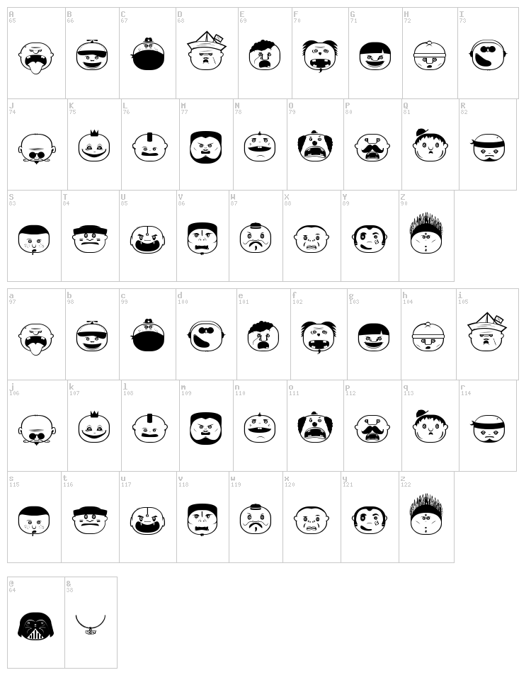 Bad Boy font map